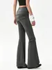 Calça Yoga Flare Cintura Alta para Mulheres, Cordão e Design Plissado, Emagrecimento, Controle de Barriga, Elástica, Esportiva, Pilates, Calça Fitness