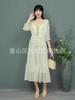 Yunnan Dali Sanya Xinjiang estilo étnico tecido tie-dyeável vestido embrião branco roupa feminina vestido longo atacado