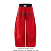 Calça casual estilo americano, leve, com blocos de cores sub-racing, cintura dupla, para homens e mulheres, fina de verão, solta, perna larga, secagem rápida, calça esportiva
