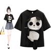 Cross-border atacado tamanho grande urso manga curta camiseta feminina verão solto carne cobrindo emagrecimento idade-redução gordinha menina topo 2023
