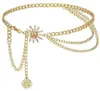 Nueva cadena de cintura de metal con sol y luna transfronteriza para mujer, accesorio simple para vestidos, cinturón de cintura extendido, accesorio de cintura de moda