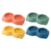 Nuevo tazón para perro tazón para gato tazón para mascota de acero inoxidable oso dos doble tazón tazón de comida para perro tazón de comida para gato plato de perro de plástico