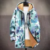Chaqueta de Estilo Nuevo Transfronteriza con Patrones Multicolor, Cremallera de 6 Elementos, Cárdigan con Capucha, Abrigo de Algodón Polar Engrosado de Invierno con Forro Amarillo