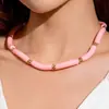Moda Cruzada Europeia e Americana Colorido Pulseira de Contas de Bambu Colar Acrílico Versátil Conjunto de Joias Dopamina para Mulheres