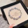"Reino do Céu Estrelado" Pulseira Floral Azul Brilhante Estilo Coreano com Pedrarias e Design Cool e Único, Joia de Luxo Leve, Alto Valor Estético
