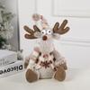 Boneca Fofa de Boneco de Neve de Natal Sentado com Orelhas de Lã Cachecol Boneco de Rena Ornamentos para Layout de Janela Mesa