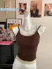 88043 # Estilo Nuevo Primavera/Verano Camisola de Belleza Espalda Hueca Falsa de Dos Piezas con Espalda de Color Contrastante y Almohadillas Fijas para Ropa Exterior