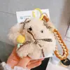 HD4461A04 Fofo Macio Laço de Pérola Coelho Branco Chaveiro de Carro Pingente de Bolsa Boneca Pequeno Presente
