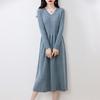 Vestido de punto de cachemira de otoño e invierno Vestido de línea A de pura lana con cuello en V para mujeres embarazadas Vestido suéter holgado para el vientre al por mayor