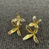 Brincos de Esmalte de Orquídea Exquisitos, Design de Nicho, Retro Francês Único Design Tridimensional, Brincos Clássicos de Flor