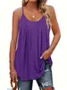 Nuevo Top de Tirantes de Verano para Mujer 2025 Transfronterizo Amazon con Tirantes Finos Plisados, Top Holgado Casual al por Mayor