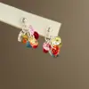 Brincos Coração Redondo Resina Colorida Dopamina Agulha de Prata Brincos Design Nicho Brincos Moda Pequenos Frescos para Mulheres