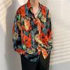 Camisa de Fada Masculina Primavera e Outono Camisa Divertida Estampada Masculina Manga Longa Estilo Hong Kong Solta Moda Casual Jaqueta Camisa