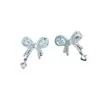 Pendientes de Lazo Dulces y Lujosos Estilo Francés con Diamantes Completos Super Brillantes, Pendientes de Moda de Nicho de Alta Gama, Accesorios para Orejas Versátiles y Elegantes