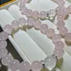 Pulsera Simple de Cristal Rosa Natural Pulsera de Caballo Rosa Suave Pulsera Elástica de Cristal para Mujer Joyería Regalo para Novia