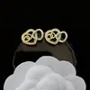 Pendientes de alta calidad para todo tipo de atuendos, pendientes de moda para hombres y mujeres, letras de pedrería, todo a juego, pasador de plata s925, accesorios de aleación