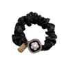 Nova faixa de cabelo de cetim com strass rosa, anel de flor de pérola feminino elegante, corda de cabeça elástica alta, elástico