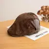 Gorra de Pescador de Cuero Estilo Old Money Otoñal, Gorra de Pato de Ante Vintage para Mujer, Gorra Artística Versátil para Hombre