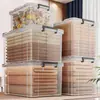 Caja de almacenamiento para libros viejos para uso doméstico, con asa, a prueba de polvo, transparente, gran capacidad, adecuada para dormitorios y estudiantes, para organizar libros