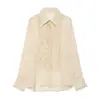 Cross AliExpress 2026 Nueva Llegada Primavera Ropa de Mujer Color Sólido Moda Mezcla Volantes Babero Camisa 1325315