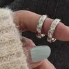 Anel Pequeno de Diamantes Quebrados Micro-incrustados Estilo Japonês-Coreano Feminino Estilo Ins Frio Nicho Luxo Leve Senso Sofisticado Anel Aberto Ajustável