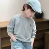 Camiseta interior básica de manga larga con cuello redondo, cepillada, de 280 G/M², para niños y niñas, sudadera de algodón puro, camiseta cálida para capas