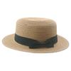 Sombrero de paja estilo coreano de verano bombín pequeño bombín moderno para mujer bombín fresco británico pimiento pequeño lazo copa plana sombrero de sol a prueba de sol para playa