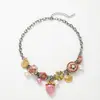 Dulce Rosa Flor de Fresa Mar Colorido Collar para Mujeres 2026 Nueva Moda de Gama Alta Diseño de Nicho Cadena para Clavícula