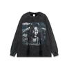 Camiseta de manga corta estilo hip-hop estilo americano con estampado de parodia, de 260 g, con lavado intenso y base de agua, estilo Joker, para hombre