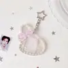 Portatarjeta de identificación estilo Ins de 1.0 pulgada, alas de ángel de acrílico, llavero de foto abanico, colgante para bolso