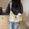 Outono e Inverno Novo Estilo 2025 Estudante Universitário Aula Bolsa de Ombro Plissada Casual Nicho K-Style Grande Capacidade Bolsa Feminina Bolsa Transversal