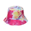 Tie dye transfronteiriço novo chapéu de sol com proteção solar para homens e mulheres chapéu de sol chapéu de pescador tie-dye tinta chapéu balde verão