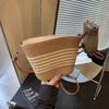 Nuevo bolso pequeño retro tejido de paja con rayas japonesas, bandolera cruzada, bolso de playa informal, bolso de mano para mujer (2025)