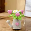 Exquisita regadera de ganchillo hecha a mano, adorno para plantas, linda y relajante, adecuada para decoración de escritorio y como regalo hecho a mano
