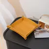 Caja de Almacenamiento de Cuero Transfronteriza Bandeja de Almacenamiento de Escritorio Almacenamiento de Joyería y Cosméticos Bandeja Portátil para Frutos Secos para Sala de Estar Dulces