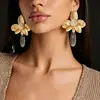 E15094 Pendientes de Resina con Forma de Gota de Agua de Moda Transfronterizos, Pendientes de Flor Martillada Tridimensionales de Lujo Ligero, Accesorios para Orejas de Gama Alta y Elegantes
