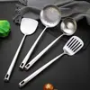 Juego multifuncional de cinco piezas de utensilios de cocina de acero inoxidable 304: espátula para cocinar, cuchara para sopa, colador, cucharón para fideos, espátula para freír, juego de cocina para el hogar