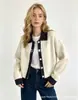Nuevo cárdigan corto de punto para mujer, estilo otoño e invierno, corte holgado, con colores contrastantes y cuello de solapa, prenda exterior de moda estilo universitario