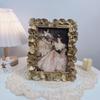 Marco de fotos retro de estilo francés para sala de estar, dormitorio, adornos, pintura decorativa, estilo europeo, ligero, de lujo, tallado, ovalado, colgante, marco de cristal.