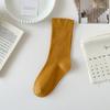Calcetines Zhuji Primavera y Otoño Calcetines de media pantorrilla algodón peinado Calcetines de felpa para mujer boca suelta medias de color sólido calcetines de algodón para el posparto