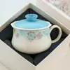 Juego de Taza y Platillo Haiqing con Dorado Espolvoreado y Flor Pintada Cerámica Taza de Café Taza de Latte Individual Exquisita de Gama Alta