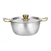 Olla para fideos instantáneos de acero inoxidable estilo coreano transfronteriza, de doble asa, para una persona, olla pequeña para sopa de fideos, quemador de cocina de gas e inducción