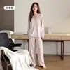 Pijama de Mujer Primavera y Otoño 2026 Nuevo de Gama Alta Algodón Puro Cardigan de Manga Larga para Mujer Conjunto de Ropa para el Hogar 100% Algodón