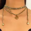 Collar Ins Retro Cuadrado Roto Plata Bohemio Girasol Ccb Acero Inoxidable Colgante Estilo Largo para Mujeres