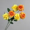 Nova Flor Rosa de Pétalas Dobráveis com 3 Cabeças para Salão de Casamento Hotel Decoração Suave Vitrine de Flores Parede de Fundo Flor Artificial Transfronteiriça