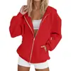 Nueva Sudadera con Capucha de Moda Casual para Mujer, Color Sólido, Manga Raglán, Cremallera, Bolsillo con Cordón
