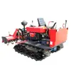 Rotocultivador pequeño con retroexcavadora para siembra de hortalizas, huerto, invernadero, trituración y labranza, rotocultivador de orugas con asiento con retroexcavadora
