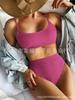 Glory Swimwear Comercio Exterior Nuevo Bikini Sexy Tela de Ola Color Sólido Traje de Baño Dividido para Mujeres 2023bikini