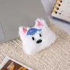 Perro West Highland de dibujos animados famoso en internet con gafas, accesorio, babero de felpa lindo, decoración para bolsa de perro, broche, colgante de muñeco