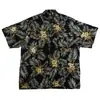 Camisa de estampado completo estilo París francés para hombres y mujeres, unisex, versión coreana, estampado floral maduro, cárdigan con cuello, ropa de playa